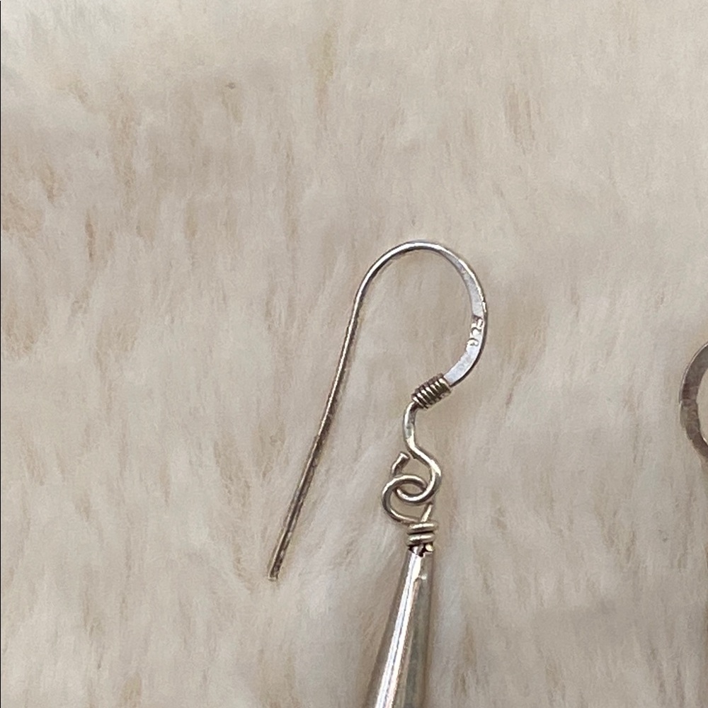 Liquid Silver Dangle Earrings - Picture 2 of 5